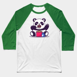 Cute Panda Eating Cereal And Milk Breakfast Baseball T-Shirt